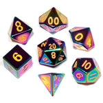 Dice: 7-set Flame Torched Rainbow Metal